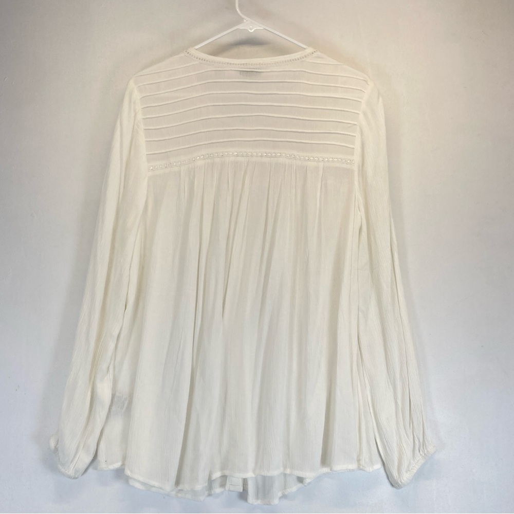 Caffe Marrakesh Top Womens M Button Up Embroidered Ruched Back Long Sleeves - Picture 5 of 16